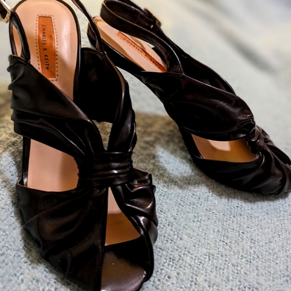 Charles & Keith Shoes - Charles & Keith, Black Heeled, Slingback, Sandal, Size 8